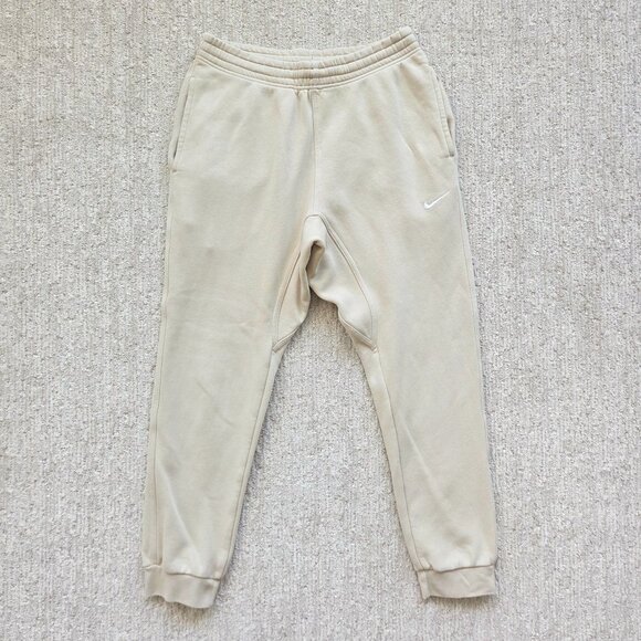 Nike Club Fleece Joggers Sweat Pants Tapered Beige Tan Men's Large 716830-206 - Picture 1 of 16